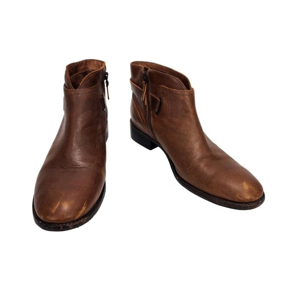 Ugg Boots Women's Size 9.5 Brown Leather Side Zip Ankle Strap - Picture 5 of 14